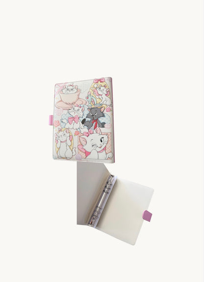 Pink Cat Leather Binder